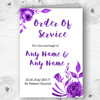 Cadbury Purple & White Watercolour Floral Wedding Double Cover Order Of Service