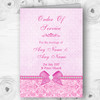 Pretty Floral Vintage Bow & Diamante Pink Wedding Double Cover Order Of Service