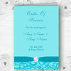 Blue Vintage Floral Damask Diamante Wedding Double Sided Cover Order Of Service