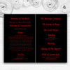 Gorgeous Deep Red Rose Personalised Wedding Double Sided Cover Order Of Service