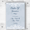 Vintage Lace Pale Blue Chic Personalised Wedding Double Cover Order Of Service