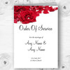 White Pearl Red Rose Petals Personalised Wedding Double Cover Order Of Service