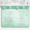 Pale Teal Mint Green Vintage Watercolour Floral Wedding Cover Order Of Service