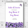 Black & Purple Watercolour Flowers Wedding Double Sided Cover Order Of Service