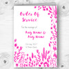 Hot Pink Autumn Leaves Watercolour Wedding Double Sided Cover Order Of Service