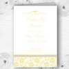 Pretty Pale Yellow Floral Diamante Wedding Double Sided Cover Order Of Service