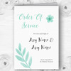 Watercolour Subtle Teal Mint Green Wedding Double Sided Cover Order Of Service