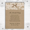 Vintage Burlap & Lace Personalised Wedding Double Sided Cover Order Of Service