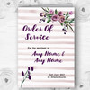 Watercolour Stripes Purple Personalised Wedding Double Cover Order Of Service