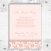 Pretty Pale Coral Floral Diamante Wedding Double Sided Cover Order Of Service