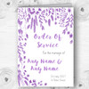 Dusty Purple Autumn Leaves Watercolour Wedding Double Cover Order Of Service