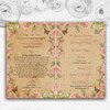 Pink Rose Vintage Shabby Chic Postcard Wedding Double Cover Order Of Service