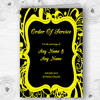 Black & Yellow Swirl Deco Personalised Wedding Double Cover Order Of Service