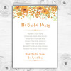 Watercolour Floral Orange Personalised Wedding Double Cover Order Of Service