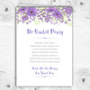 Watercolour Floral Purple Personalised Wedding Double Cover Order Of Service