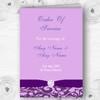 Cadbury Purple Vintage Floral Damask Diamante Wedding Cover Order Of Service