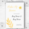 Watercolour Subtle Golden Yellow Wedding Double Sided Cover Order Of Service