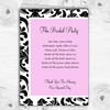 Black & Pink Damask Personalised Wedding Double Sided Cover Order Of Service