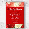 Red And White Roses Personalised Wedding Double Sided Cover Order Of Service