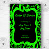 Black & Green Swirl Deco Personalised Wedding Double Cover Order Of Service
