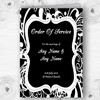 Black & White Swirl Deco Personalised Wedding Double Cover Order Of Service