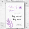 Watercolour Subtle Lilac Personalised Wedding Double Cover Order Of Service