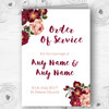 Blush Coral Pink & Deep Red Watercolour Rose Wedding Cover Order Of Service