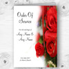 Romantic Red Roses Personalised Wedding Double Sided Cover Order Of Service
