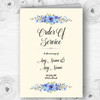 Watercolour Blue Floral Rustic Wedding Double Sided Cover Order Of Service