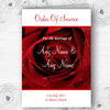 Deep Red Wet Rose Personalised Wedding Double Sided Cover Order Of Service