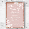 Rustic Blush Lace Personalised Wedding Double Sided Cover Order Of Service