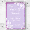 Rustic Lilac Lace Personalised Wedding Double Sided Cover Order Of Service