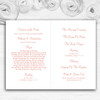 Peach Coral Rose Personalised Wedding Double Sided Cover Order Of Service