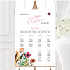 Handwriting Font Watercolour Floral Pink Personalised Wedding Seating Table Plan