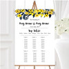 Watercolour Black & Yellow Floral Header Personalised Wedding Seating Table Plan