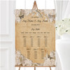 White Roses Vintage Shabby Chic Postcard Personalised Wedding Seating Table Plan