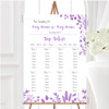 Dusty Purple Autumn Leaves Watercolour Personalised Wedding Seating Table Plan