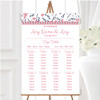 Dusty Coral Pink And Navy Blue Floral Personalised Wedding Seating Table Plan