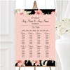 Vintage Black, Coral & Pink Stunning Personalised Wedding Seating Table Plan