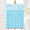 Vintage Aqua Sky Blue Burlap & Lace Personalised Wedding Seating Table Plan