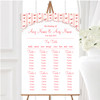 Pink Red Roses Shabby Chic Stripes Personalised Wedding Seating Table Plan