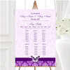 Cadbury Purple Vintage Floral Damask Butterfly Wedding Seating Table Plan