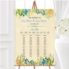 Vintage Autumn Leaves Watercolour Personalised Wedding Seating Table Plan