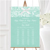 Vintage Mint Green Burlap & Lace Personalised Wedding Seating Table Plan