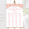 Red And Coral Pink Floral Shabby Chic Chintz Wedding Seating Table Plan