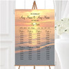 Beach At Sunset Romantic Abroad Personalised Wedding Seating Table Plan