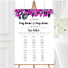 Watercolour Black & Hot Pink Floral Header Wedding Seating Table Plan
