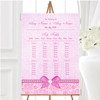 Pretty Floral Vintage Bow & Diamante Pink Wedding Seating Table Plan