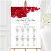 White Pearl Red Rose Petals Personalised Wedding Seating Table Plan