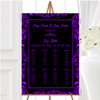 Black & Purple Swirl Deco Personalised Wedding Seating Table Plan